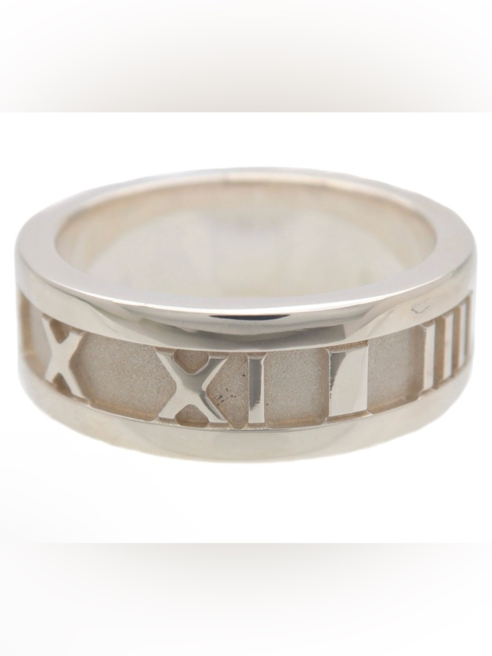 Tiffany & Co. Vintage 1995 925 Sterling Silver Atlas Roman Numeral Ring Sz US 5